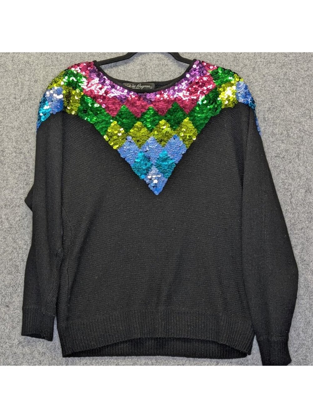 VTG Work In Progress Gladys Badley Sweater Women’s Medium Sequin 90s Colorful